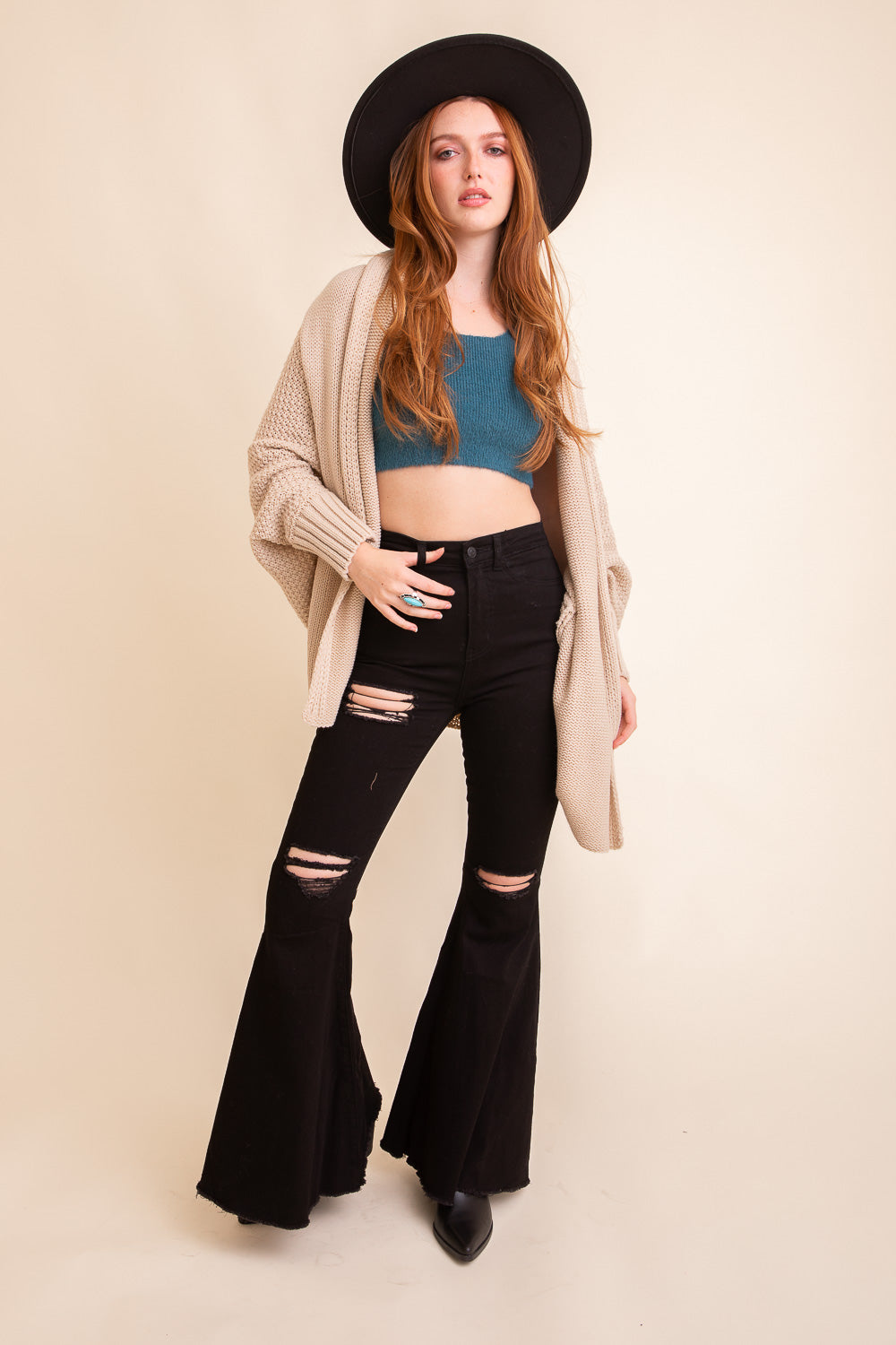 Cuddly Bat Sleeve Knit Cardigan - ShopPurpleUmbrella