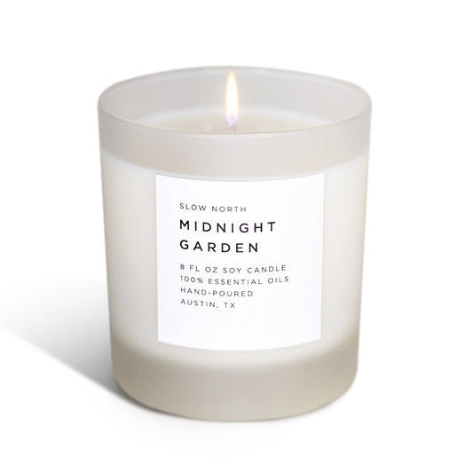 Candle with a label on a white background