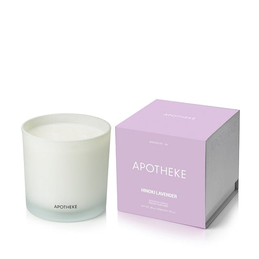 Apotheke candle and packaging on a white background