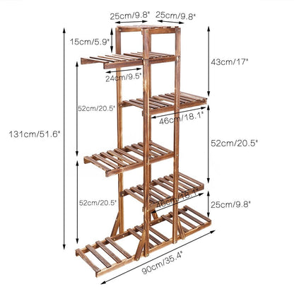 6 - Tier Wooden Plant Stand – Indoor Home Décor Rac - ShopPurpleUmbrella