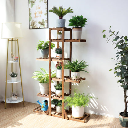 6 - Tier Wooden Plant Stand – Indoor Home Décor Rac - ShopPurpleUmbrella