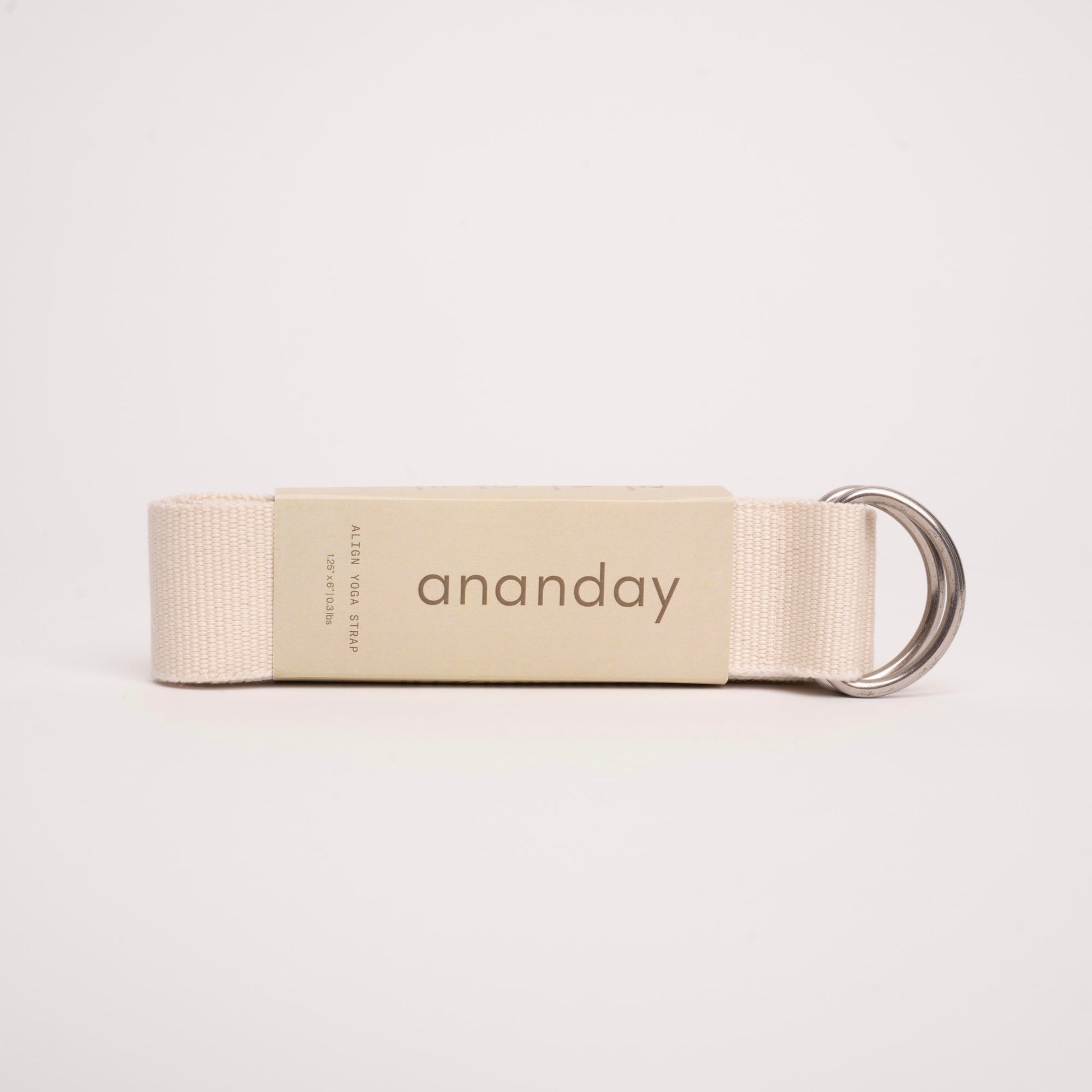 Beige resistance band with 'ananday' branding on a light beige background find it at Shoppurpleumbrella