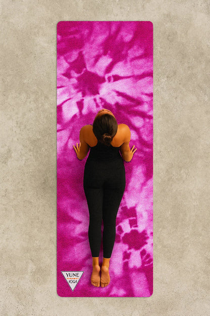 Natural Rubber Yoga Mat | Pink Tie Dye