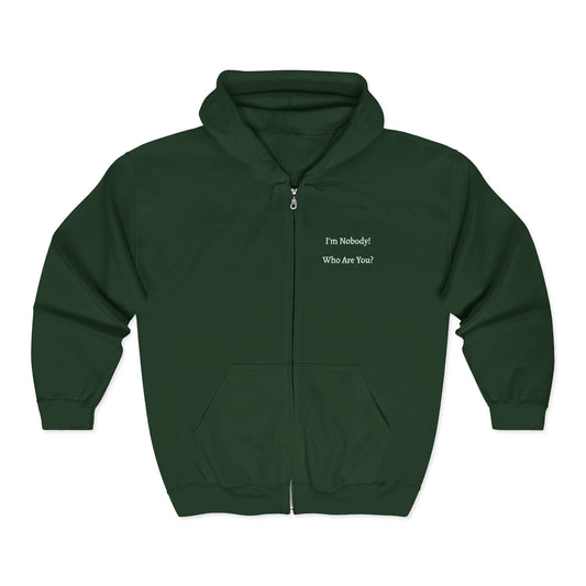 Forest Green Zip Up Hoodie Emily Dickinson Quote