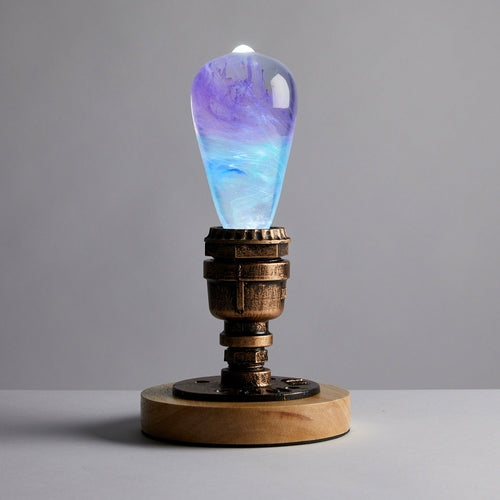 Vintage Retro LED Light with Wooden Base