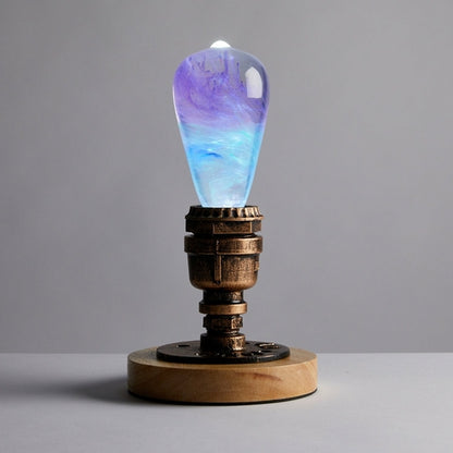 Vintage Retro LED Light with Wooden Base