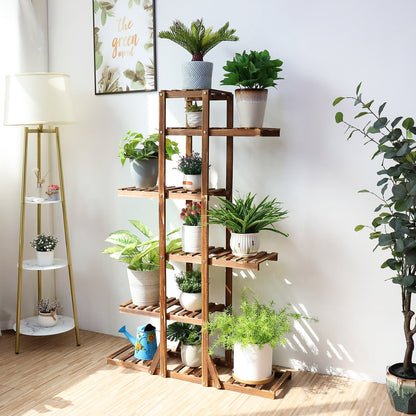 6-Tier Wooden Plant Stand – Indoor Home Décor Rac