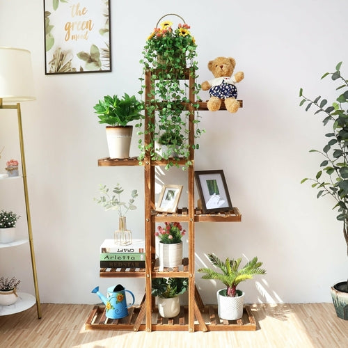 6-Tier Wooden Plant Stand – Indoor Home Décor Rac