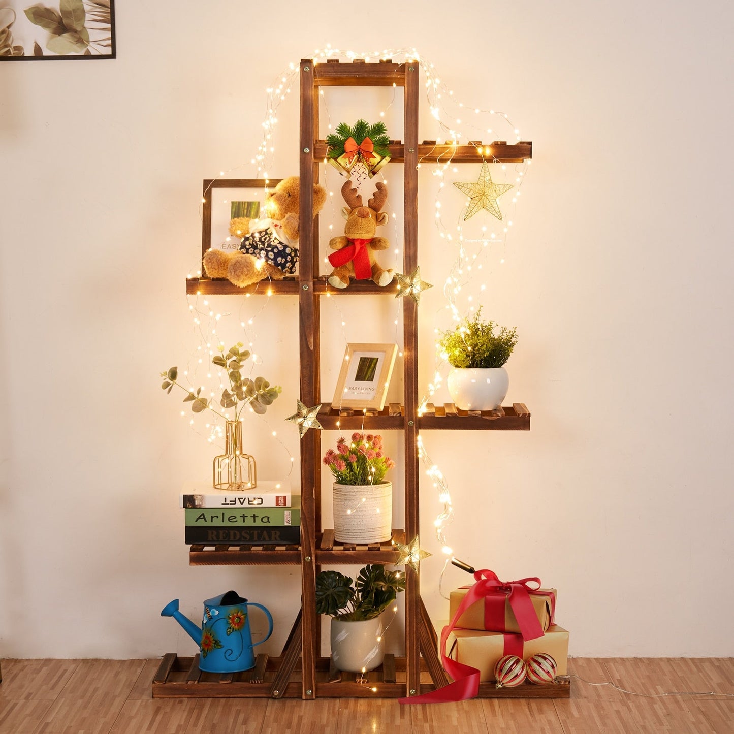 6-Tier Wooden Plant Stand – Indoor Home Décor Rac