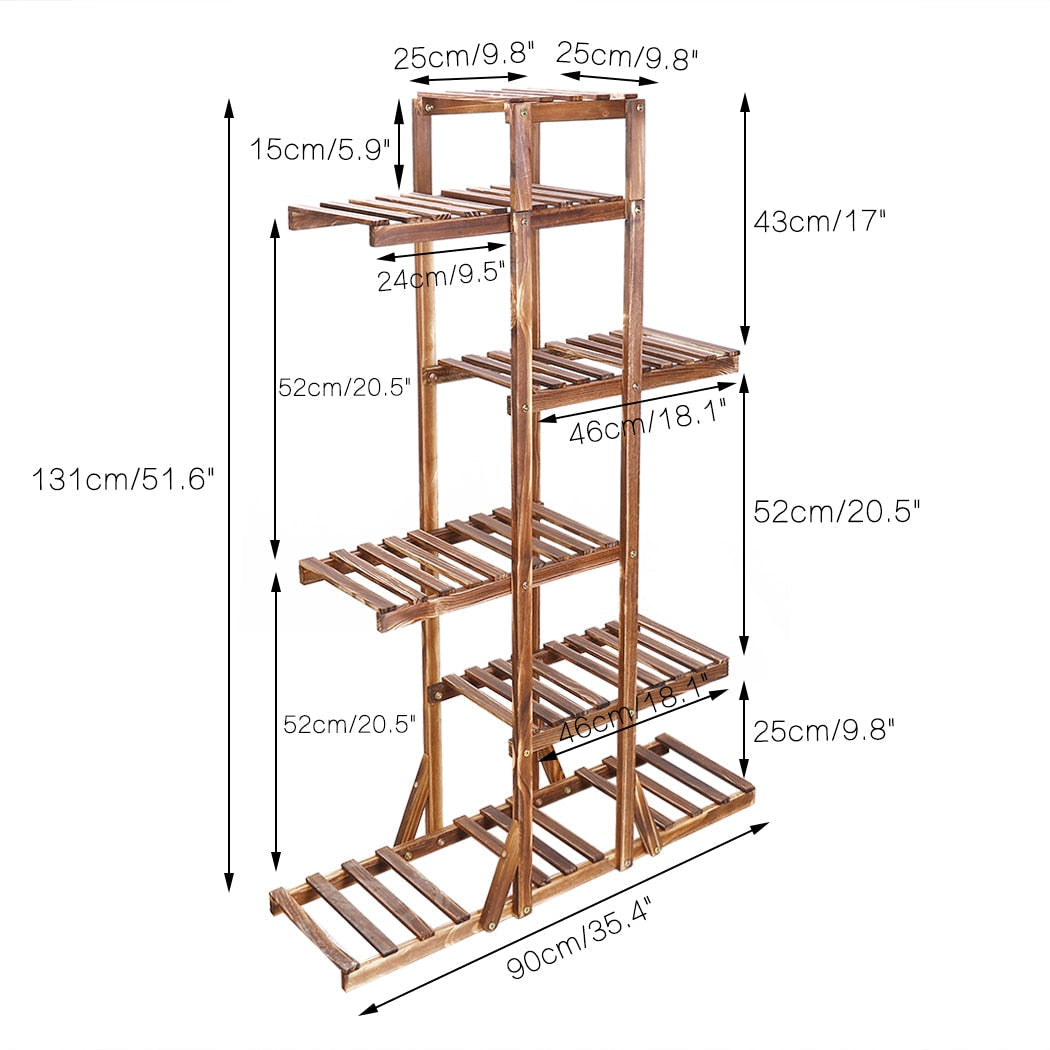 6-Tier Wooden Plant Stand – Indoor Home Décor Rac