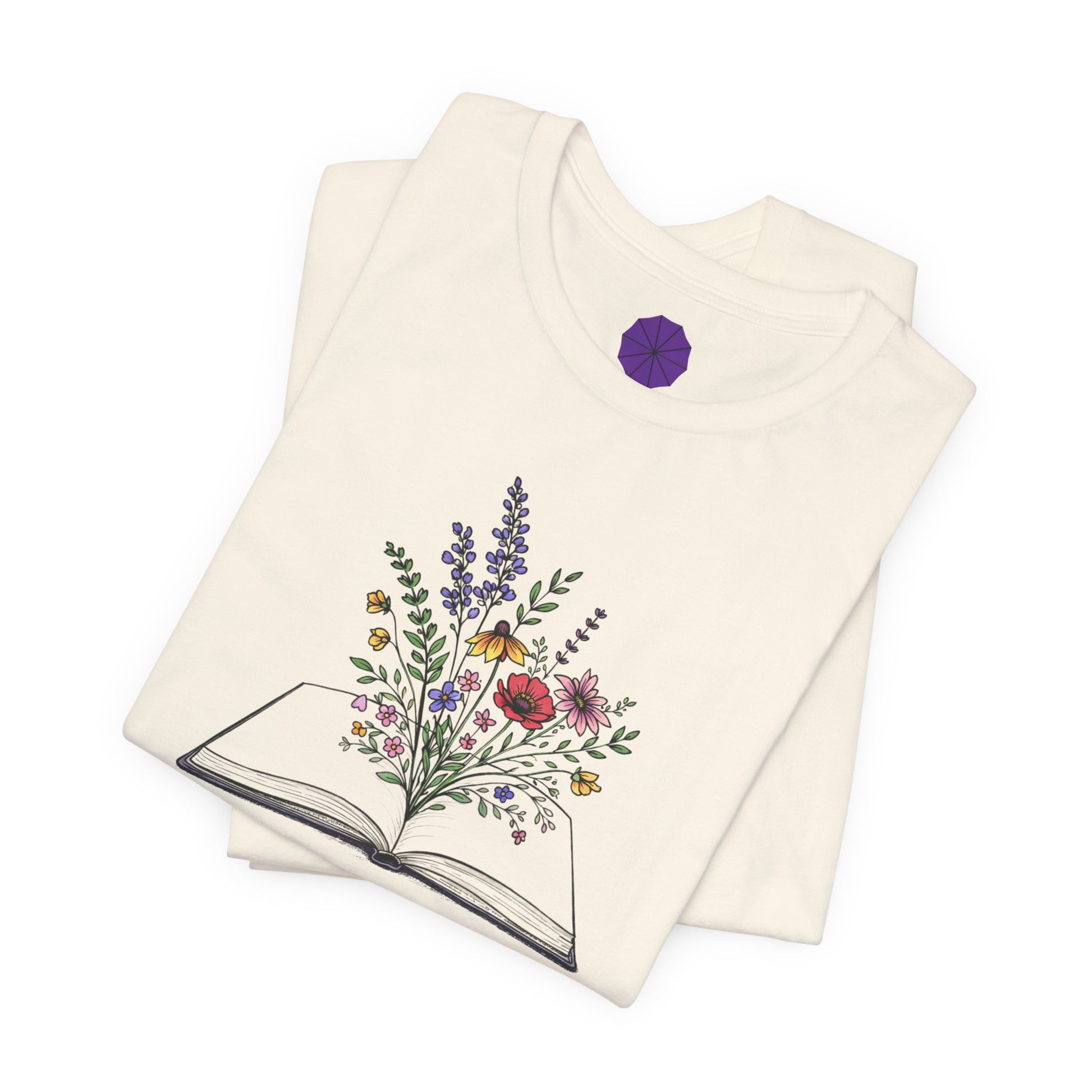 Folded fabric with floral design on a white background