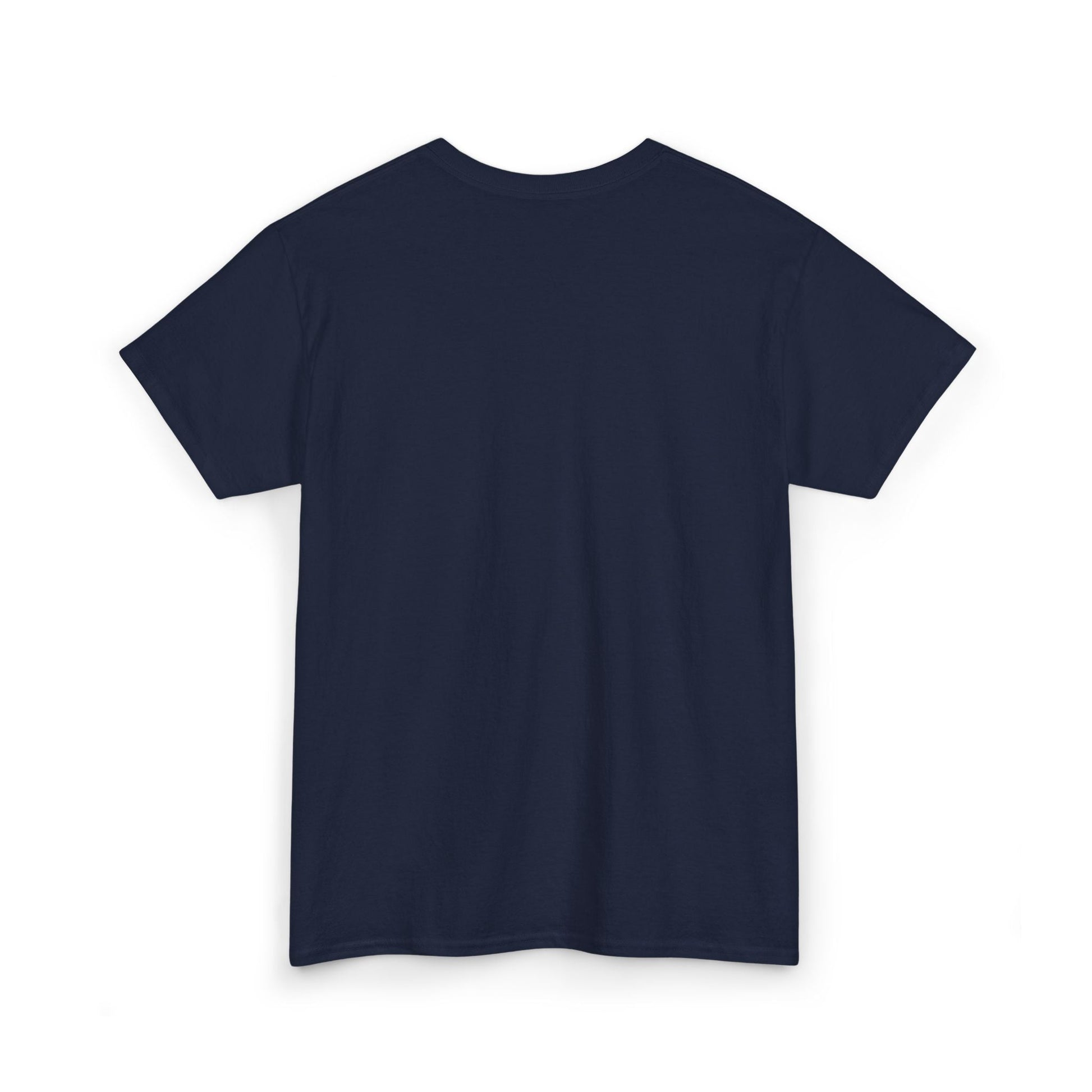Navy blue t-shirt on a white background
