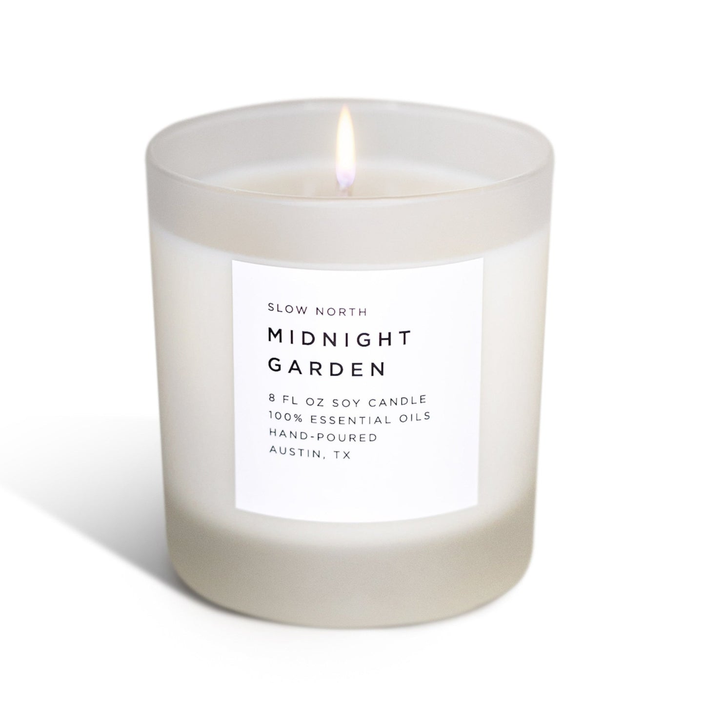 Candle with a label on a white background