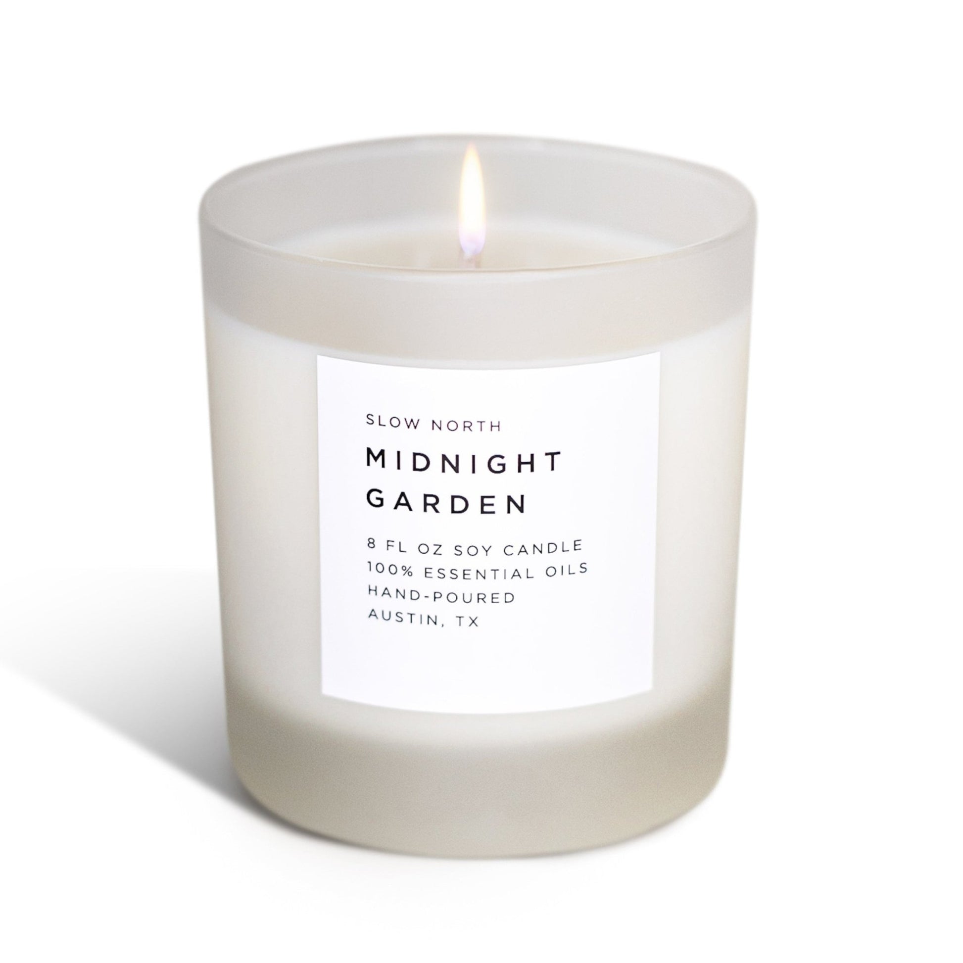 Candle with a label on a white background