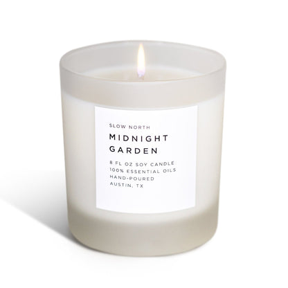 Candle with a label on a white background