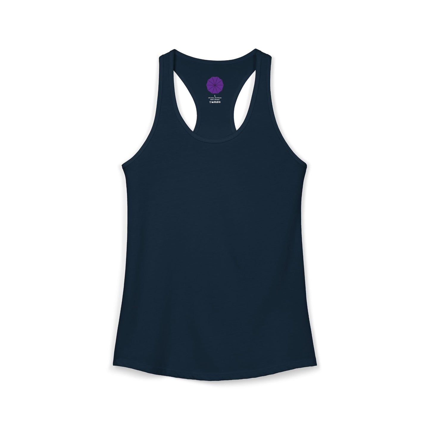 Navy blue tank top on a white background