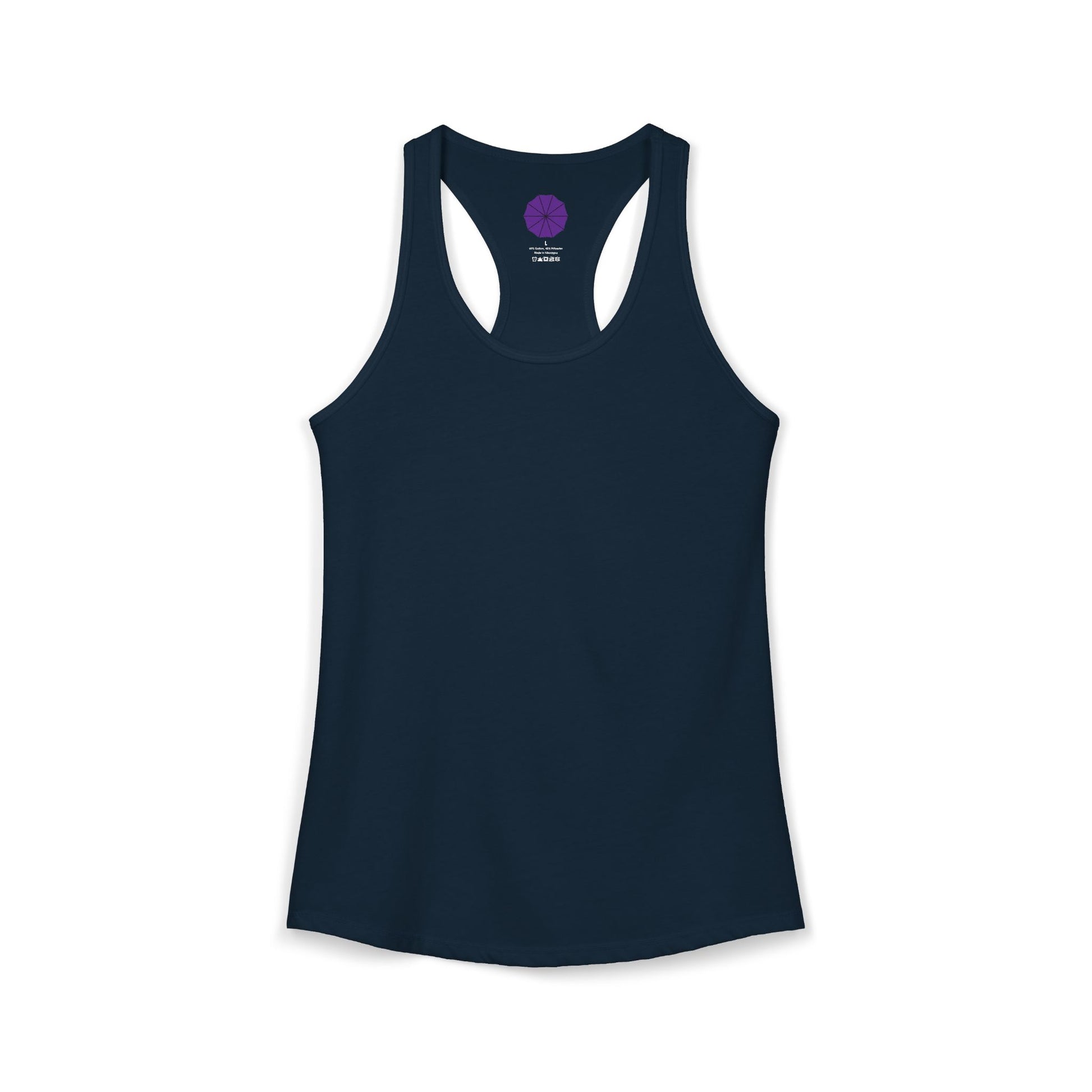 Navy blue tank top on a white background