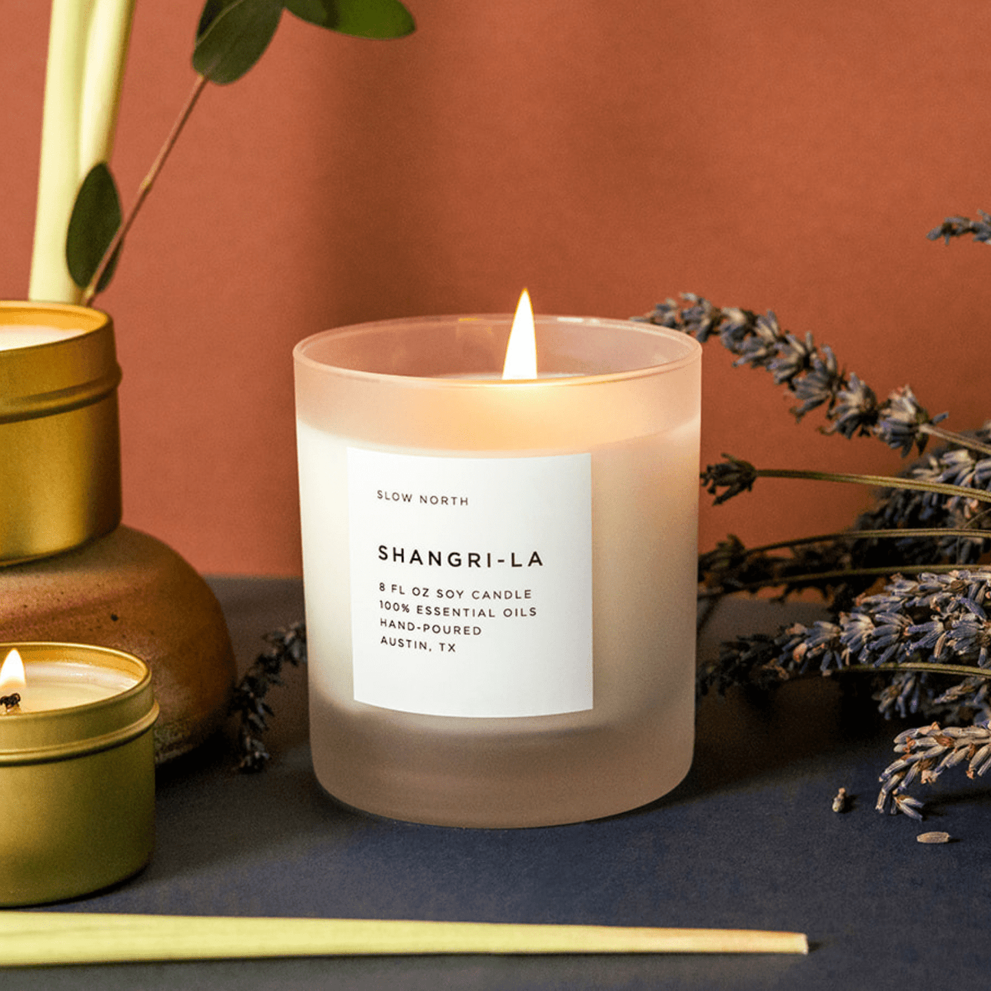 Shangri - La Signature Candle • Eucalyptus • Lavender • Lemongrass - ShopPurpleUmbrella