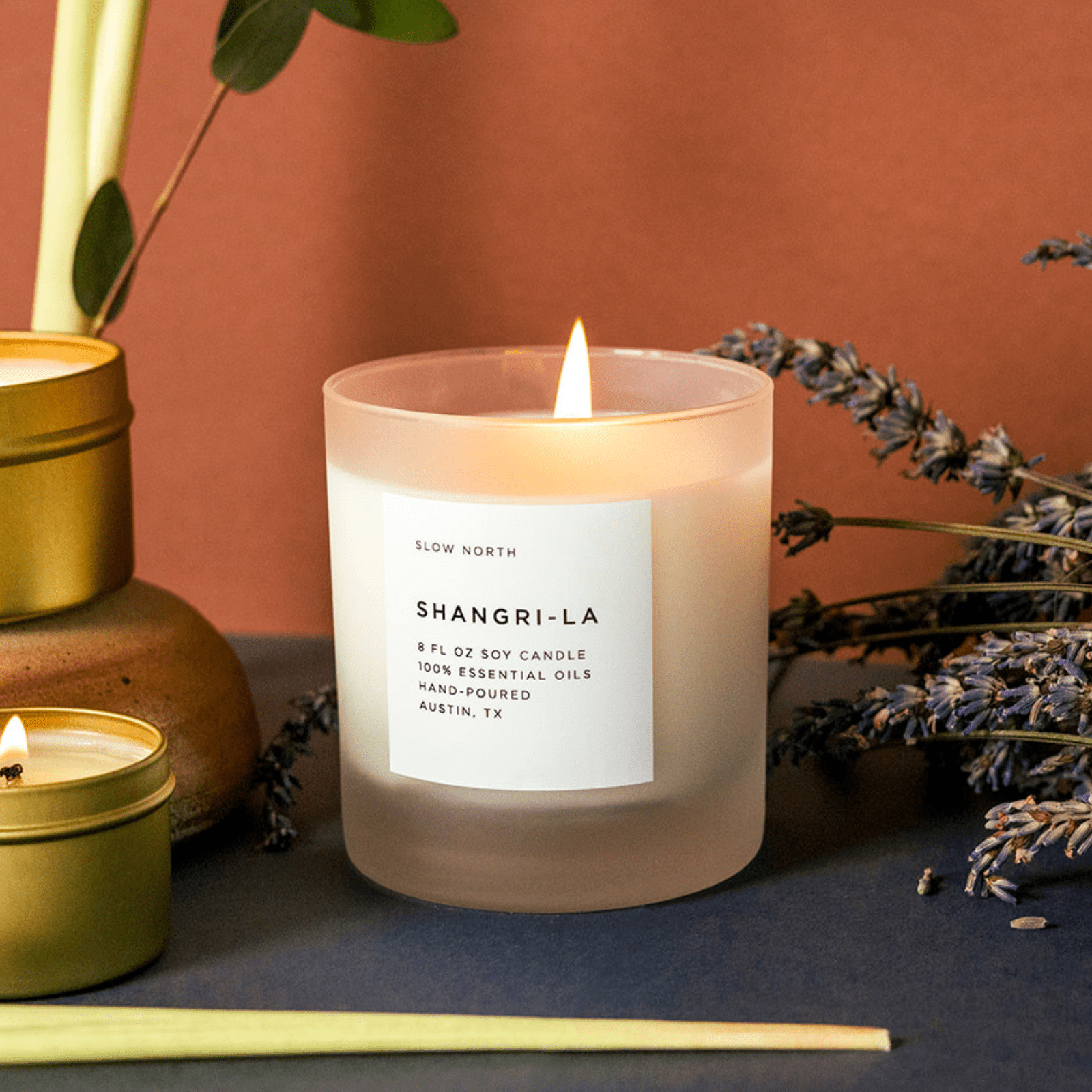 Shangri - La Signature Candle • Eucalyptus • Lavender • Lemongrass - ShopPurpleUmbrella