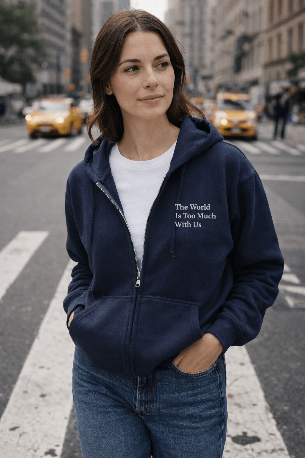 The World Is Too Much With Us Embroidered Hoodie - ShopPurpleUmbrella