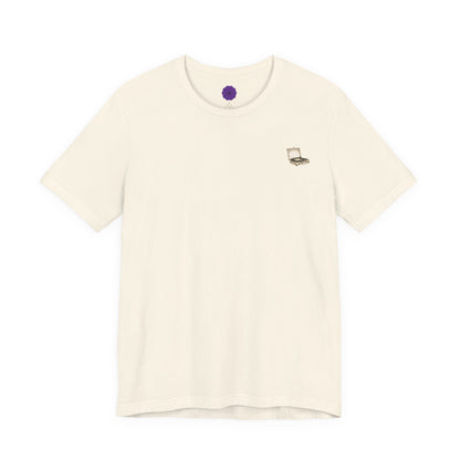 vintage graphic record player tee on white background