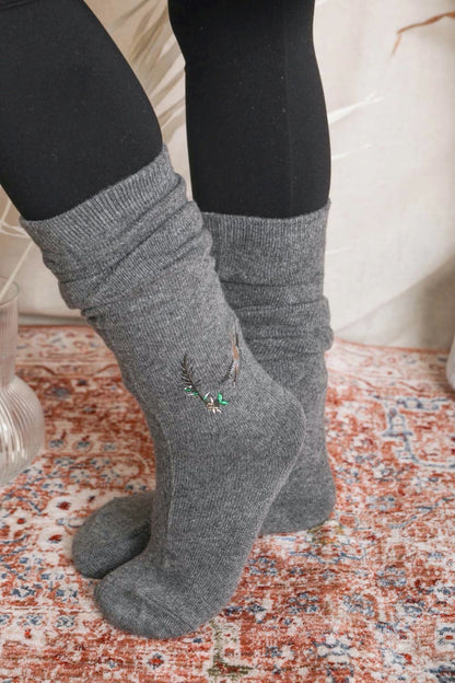 Hummingbird Embroidered Knee Socks - ShopPurpleUmbrella