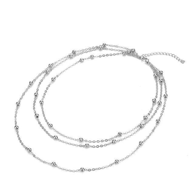 Three Layer Beaded Choker Necklace - ShopPurpleUmbrella