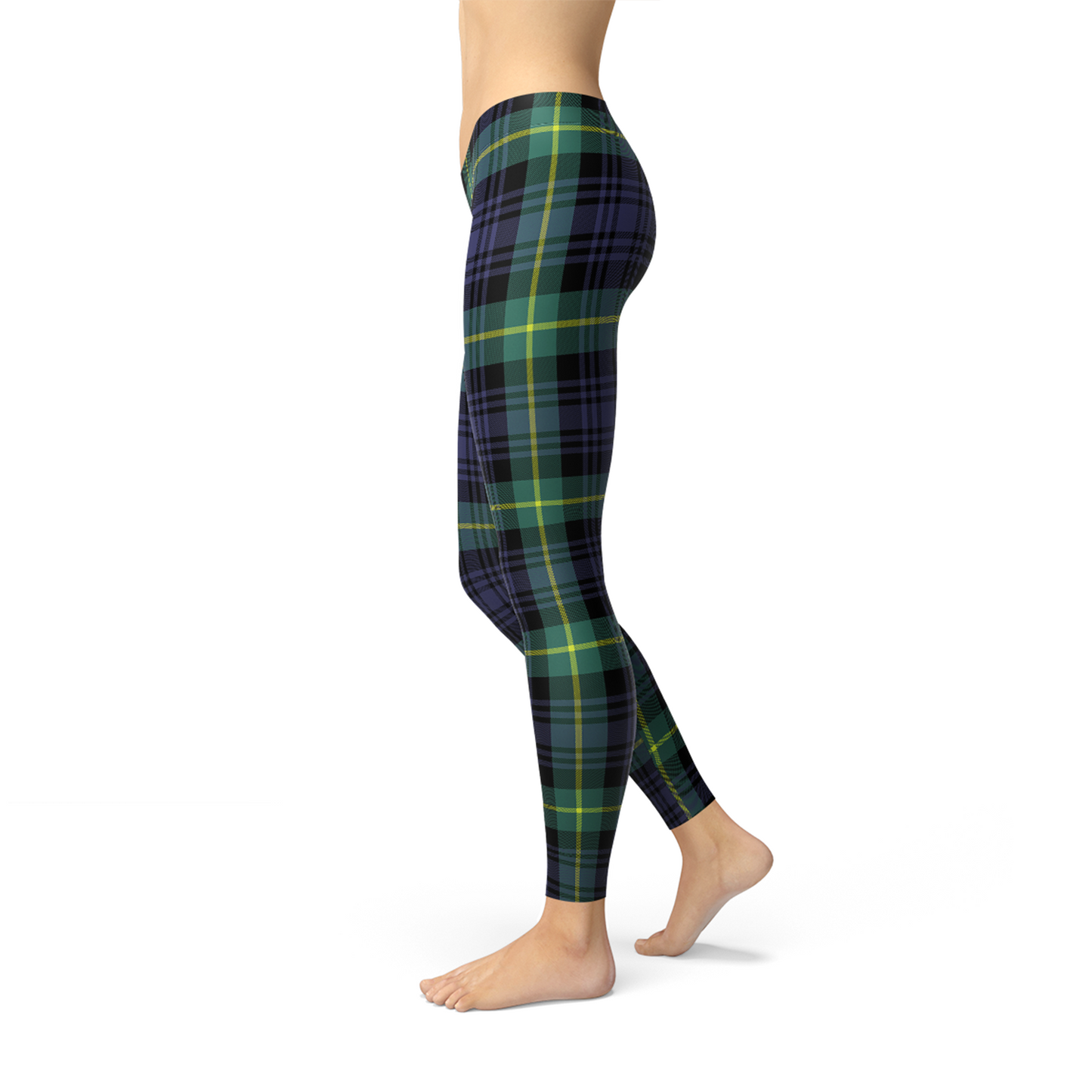 Preppy Green and Blue Plaid Leggings - ShopPurpleUmbrella