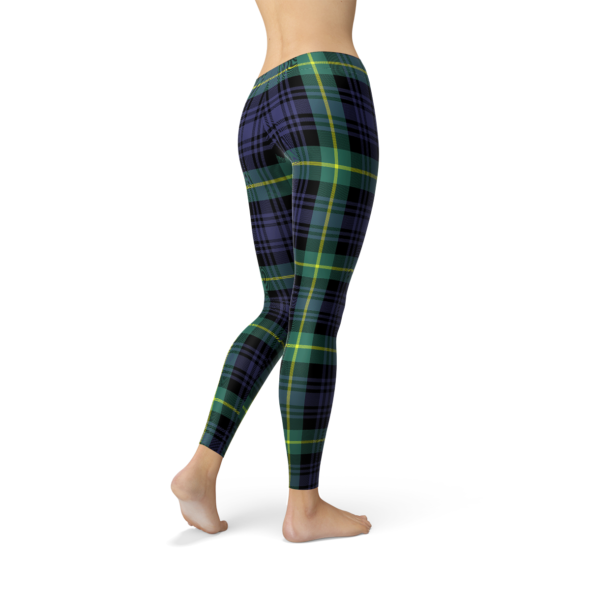 Preppy Green and Blue Plaid Leggings - ShopPurpleUmbrella