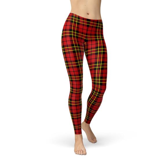 Red Tartan Plaid Leggings - ShopPurpleUmbrella