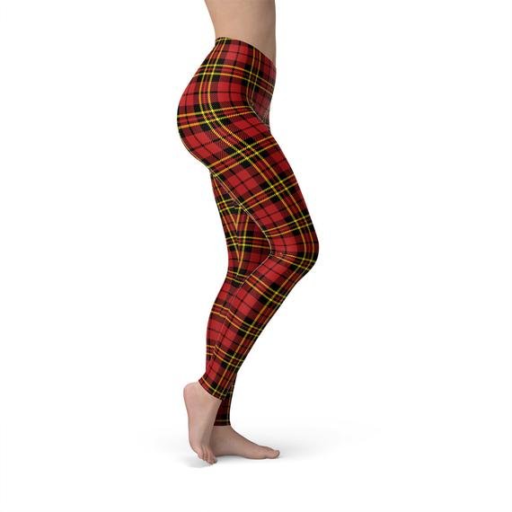 Red Tartan Plaid Leggings – Festive, Soft & Squat - Proof Comfor - ShopPurpleUmbrella
